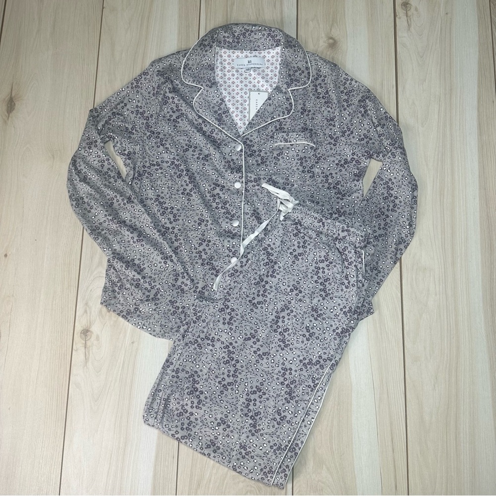 Karen Neuburger Pajama Set Women's Small Neutral Ditsy Print 2 Piece NWT‎